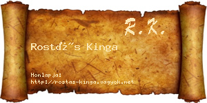 Rostás Kinga névjegykártya
